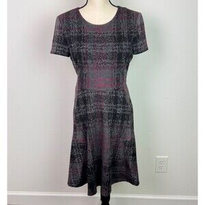 Betsey Johnson Women's Plaid Abstract Print Ponte Fit & Flare Dress Size 8